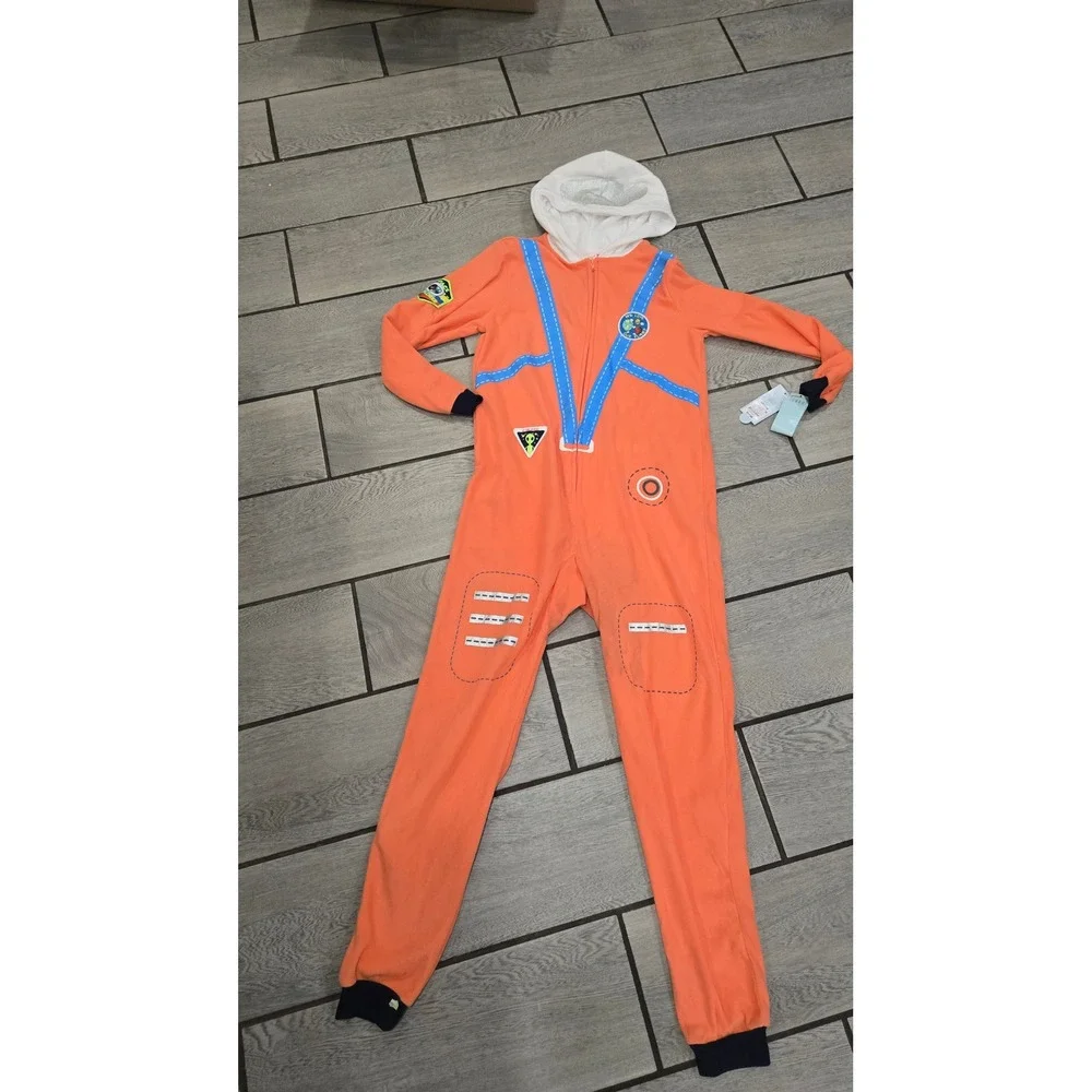 Cat &‎ Jack Kids Orange Space Explorer Hooded One-Piece Pajamas Size L (12/14)